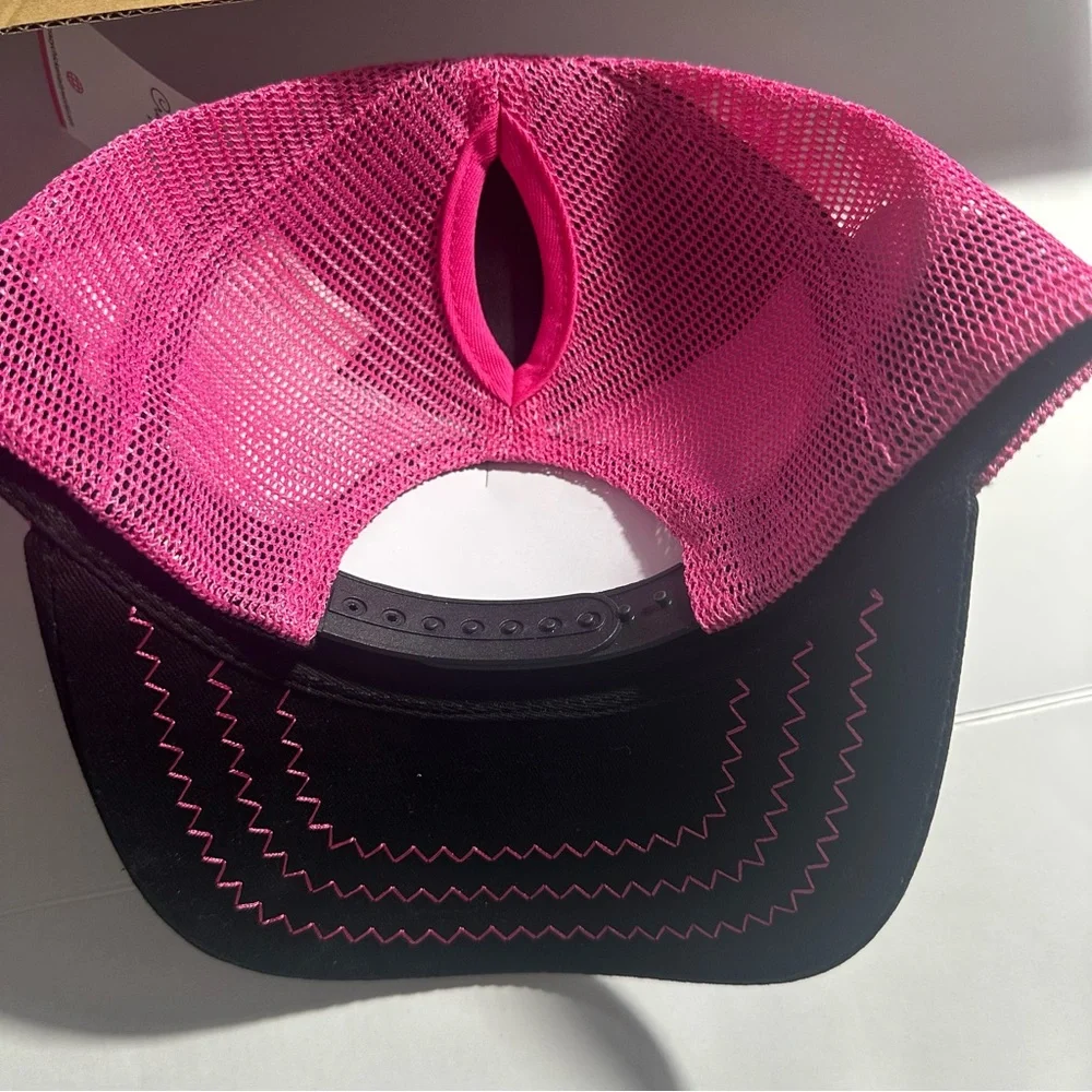 Crazy Chicken Lady Ponytail Pink Adjustable Fun Trucker Style Hat/NWT - Picture 7 of 13